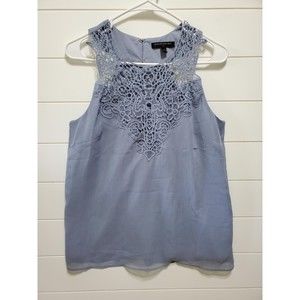 Banana Republic womens size S pewter crochet chiffon tank top office casual